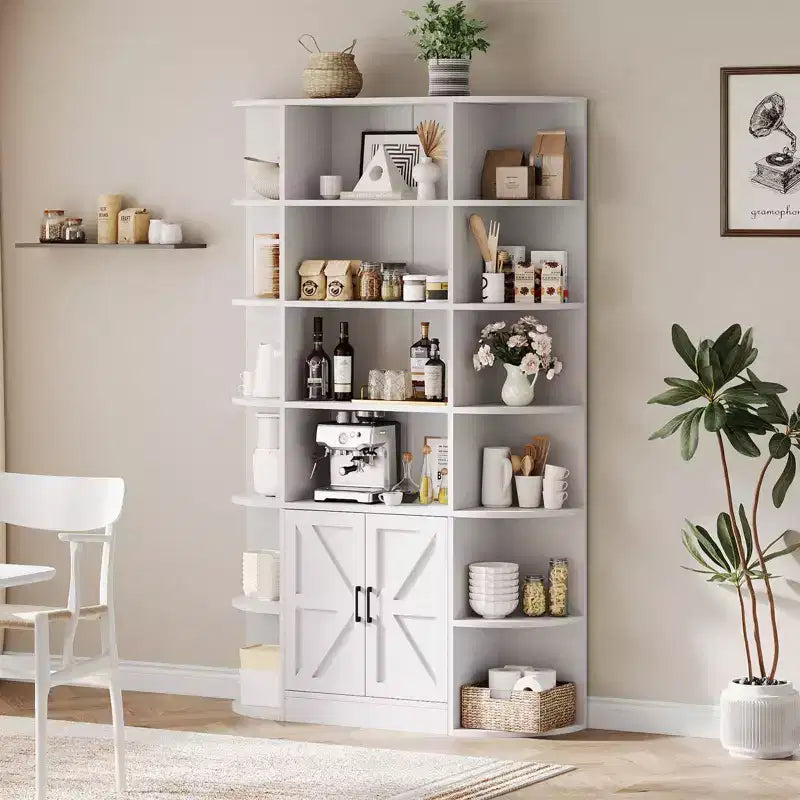 Étagère de 75 pouces avec rangement, bibliothèque de 6 niveaux et 47 pouces de large de style ferme moderne, meuble de rangement, étagère de présentation pour bureau à domicile, salon