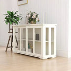 MAYEERTY Armoire de rangement de cuisine blanche, conception de porte vitrée pour l'affichage et le rangement