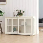 MAYEERTY Armoire de rangement de cuisine blanche, conception de porte vitrée pour l'affichage et le rangement