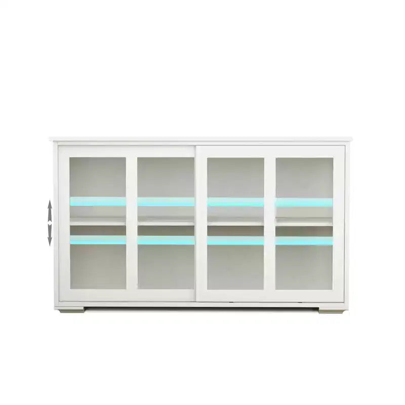 MAYEERTY Armoire de rangement de cuisine blanche, conception de porte vitrée pour l'affichage et le rangement