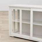 MAYEERTY Armoire de rangement de cuisine blanche, conception de porte vitrée pour l'affichage et le rangement