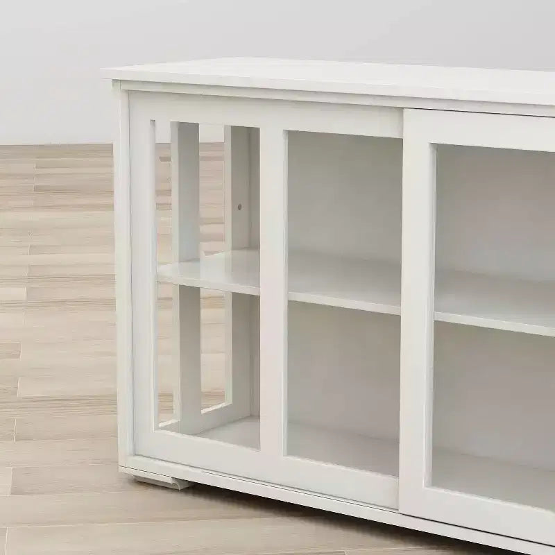 MAYEERTY Armoire de rangement de cuisine blanche, conception de porte vitrée pour l'affichage et le rangement