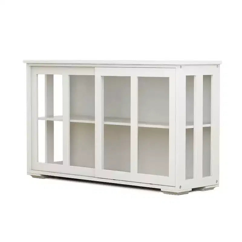 MAYEERTY Armoire de rangement de cuisine blanche, conception de porte vitrée pour l'affichage et le rangement