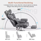 Chaise de bureau ERDOM, fauteuil de direction grand format avec repose-pieds, support dorsal ergonomique inclinable et haut