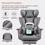 Chaise de bureau ERDOM, fauteuil de direction grand format avec repose-pieds, support dorsal ergonomique inclinable et haut