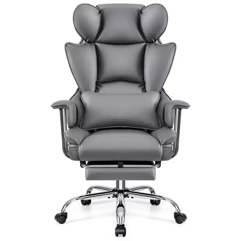 Chaise de bureau ERDOM, fauteuil de direction grand format avec repose-pieds, support dorsal ergonomique inclinable et haut