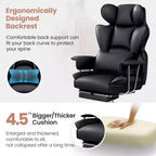 Chaise de bureau ERDOM, fauteuil de direction grand format avec repose-pieds, support dorsal ergonomique inclinable et haut