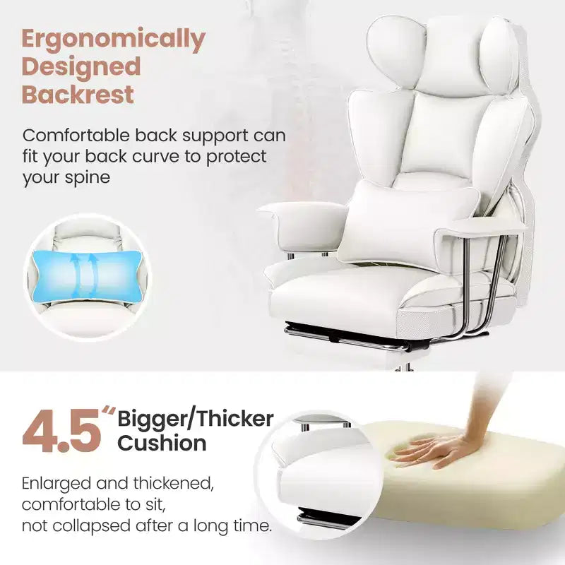 Chaise de bureau ERDOM, fauteuil de direction grand format avec repose-pieds, support dorsal ergonomique inclinable et haut