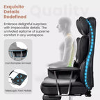 Chaise de bureau ERDOM, fauteuil de direction grand format avec repose-pieds, support dorsal ergonomique inclinable et haut