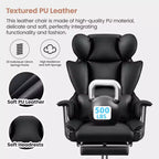 Chaise de bureau ERDOM, fauteuil de direction grand format avec repose-pieds, support dorsal ergonomique inclinable et haut