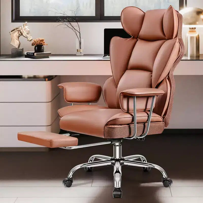 Chaise de bureau ERDOM, fauteuil de direction grand format avec repose-pieds, support dorsal ergonomique inclinable et haut