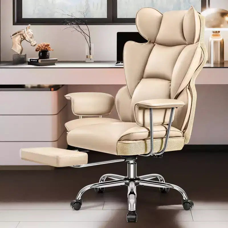 Chaise de bureau ERDOM, fauteuil de direction grand format avec repose-pieds, support dorsal ergonomique inclinable et haut