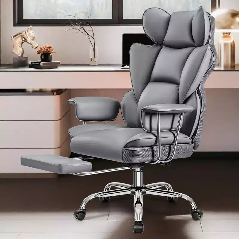 Chaise de bureau ERDOM, fauteuil de direction grand format avec repose-pieds, support dorsal ergonomique inclinable et haut