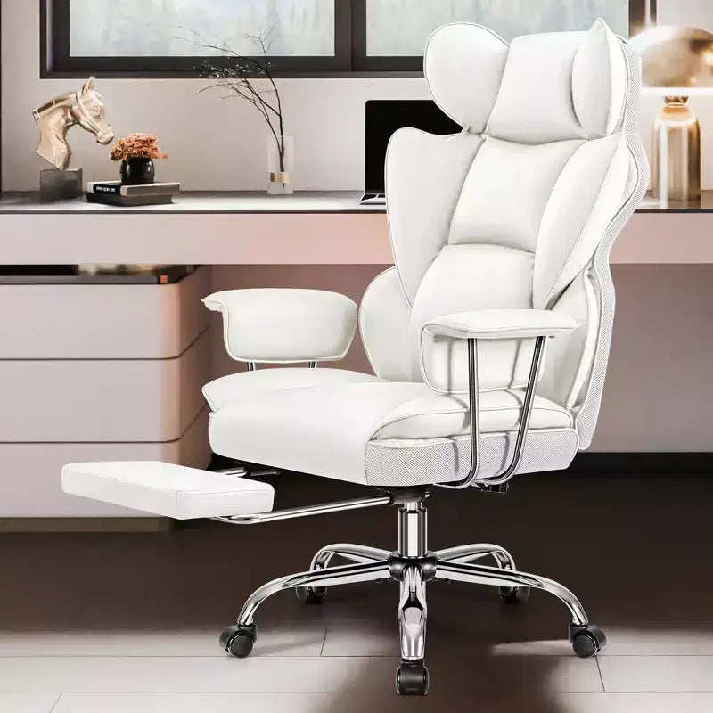 Chaise de bureau ERDOM, fauteuil de direction grand format avec repose-pieds, support dorsal ergonomique inclinable et haut