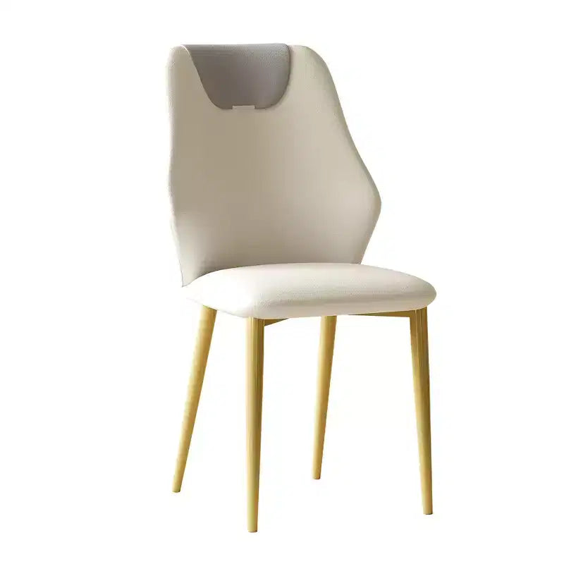 Homy Casa Lot de 2 chaises de salle à manger en cuir PU, chaises ergonomiques avec pieds en métal doré, beige