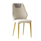 Homy Casa Lot de 2 chaises de salle à manger en cuir PU, chaises ergonomiques avec pieds en métal doré, beige