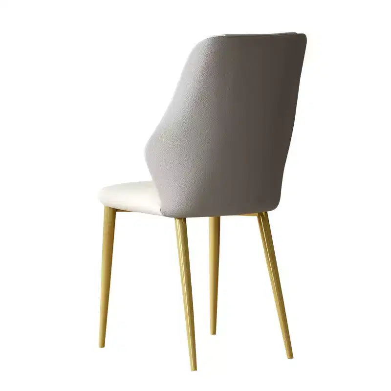Homy Casa Lot de 2 chaises de salle à manger en cuir PU, chaises ergonomiques avec pieds en métal doré, beige