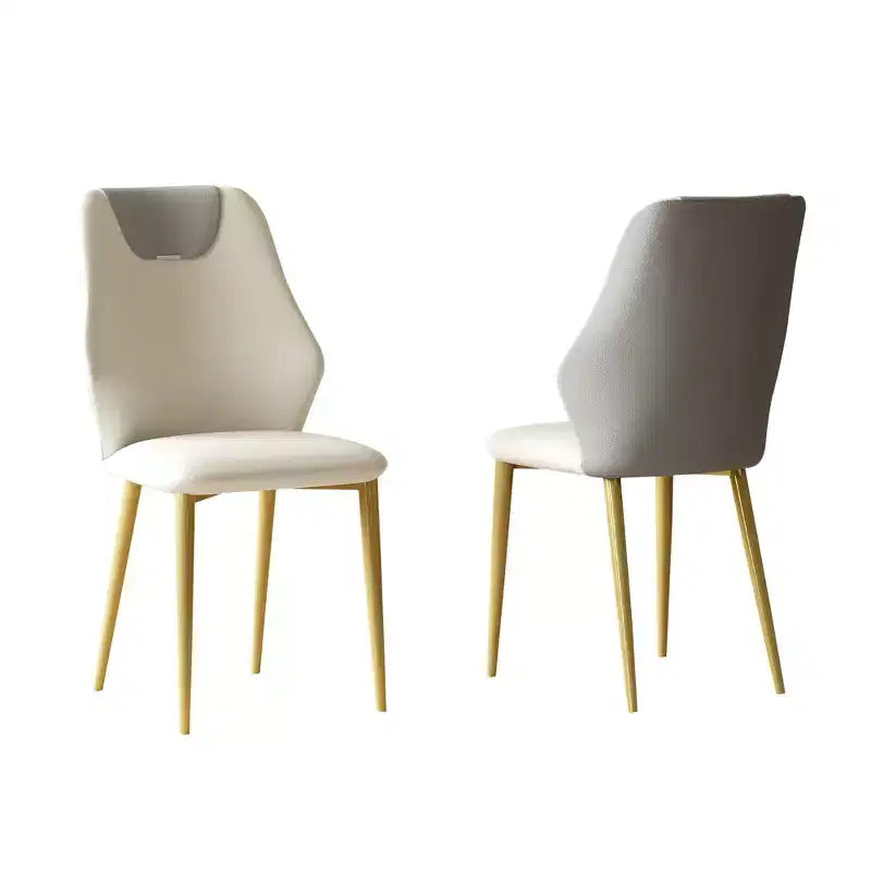 Homy Casa Lot de 2 chaises de salle à manger en cuir PU, chaises ergonomiques avec pieds en métal doré, beige