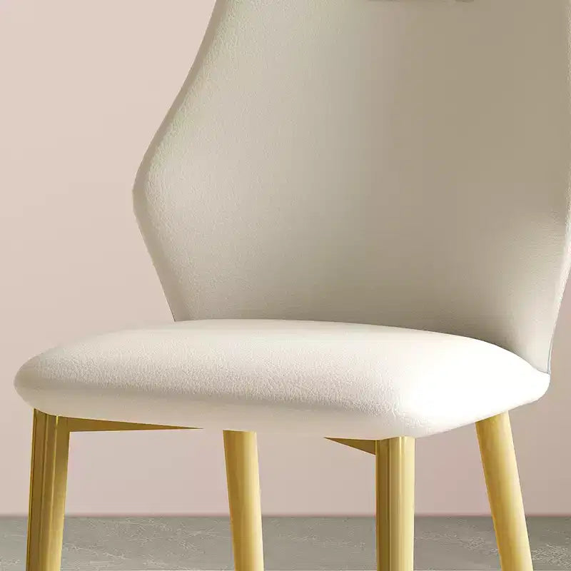 Homy Casa Lot de 2 chaises de salle à manger en cuir PU, chaises ergonomiques avec pieds en métal doré, beige