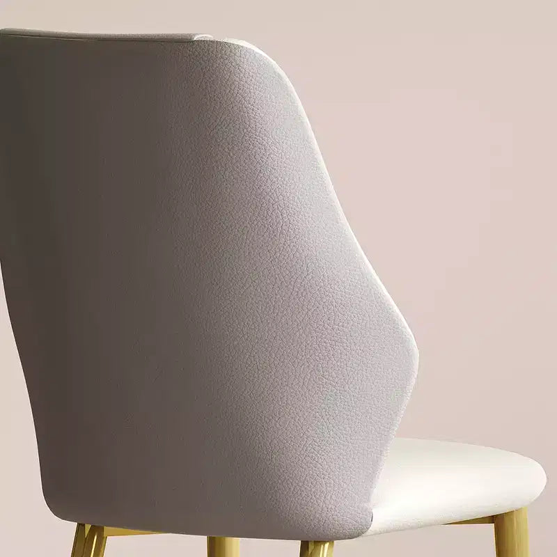 Homy Casa Lot de 2 chaises de salle à manger en cuir PU, chaises ergonomiques avec pieds en métal doré, beige