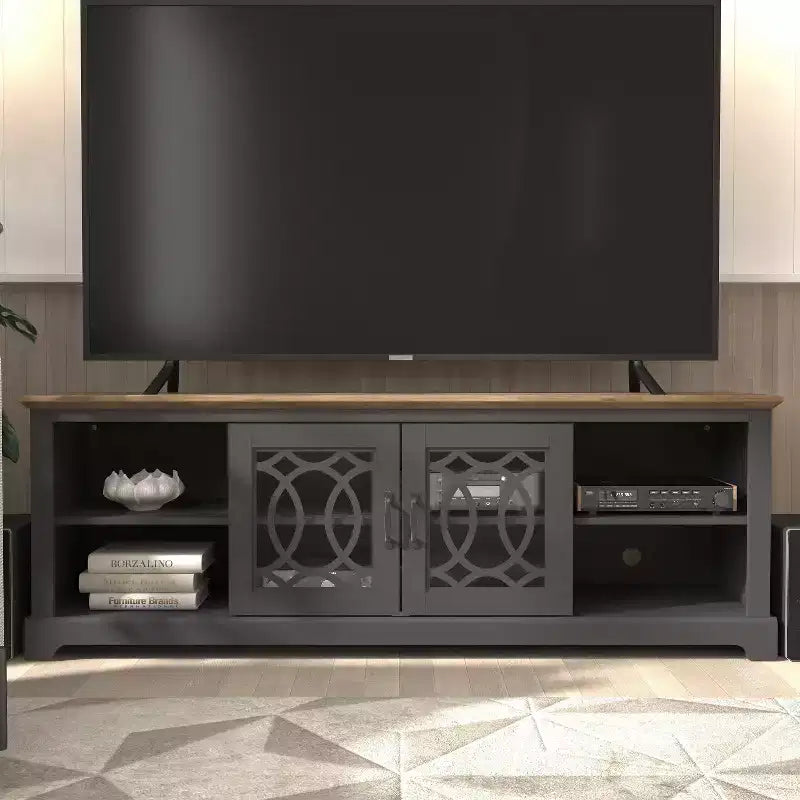 Galano TV Stand with Cut-Out Door Storage 68.2 W  17.1 D  23.7 H
