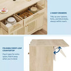 Table de cuisine roulante Garvee sur roulettes avec abattant, meuble de poubelle basculant, meuble de rangement, tiroir, porte-épices, chariot de cuisine