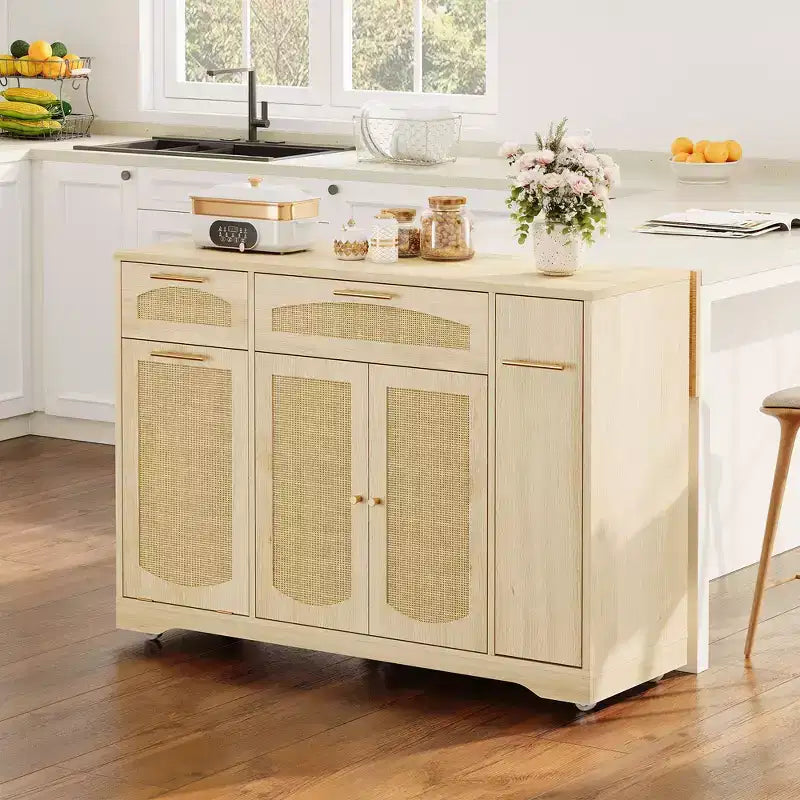Table de cuisine roulante Garvee sur roulettes avec abattant, meuble de poubelle basculant, meuble de rangement, tiroir, porte-épices, chariot de cuisine