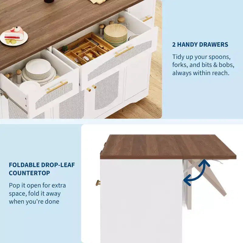 Table de cuisine roulante Garvee sur roulettes avec abattant, meuble de poubelle basculant, meuble de rangement, tiroir, porte-épices, chariot de cuisine