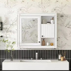 MAYEERTY 32 Bathroom Wall Cabinet with MIrrorWall Mounted Medicine Cabinet with 3 Shelves for Bathroom White