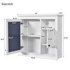 MAYEERTY 32 Armoire de salle de bain murale avec miroir, armoire à pharmacie murale avec 3 étagères pour salle de bain, blanche