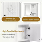MAYEERTY 32 Armoire de salle de bain murale avec miroir, armoire à pharmacie murale avec 3 étagères pour salle de bain, blanche
