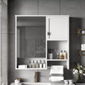MAYEERTY 27.84 Modern Wall Mounted Bathroom Medicine Cabinet, Bathroom Wall Storage Cabinet with Mirror Towels Bar White