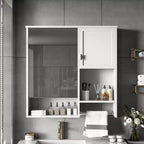 MAYEERTY 27.84 Modern Wall Mounted Bathroom Medicine Cabinet, Bathroom Wall Storage Cabinet with Mirror Towels Bar White