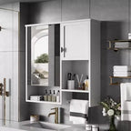 MAYEERTY 27.84 Meuble de salle de bain mural moderne, Armoire de rangement murale de salle de bain avec miroir et porte-serviettes Blanc