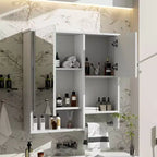 MAYEERTY 27.84 Meuble de salle de bain mural moderne, Armoire de rangement murale de salle de bain avec miroir et porte-serviettes Blanc