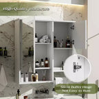 MAYEERTY 27.84 Meuble de salle de bain mural moderne, Armoire de rangement murale de salle de bain avec miroir et porte-serviettes Blanc
