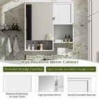 MAYEERTY 27.84 Meuble de salle de bain mural moderne, Armoire de rangement murale de salle de bain avec miroir et porte-serviettes Blanc