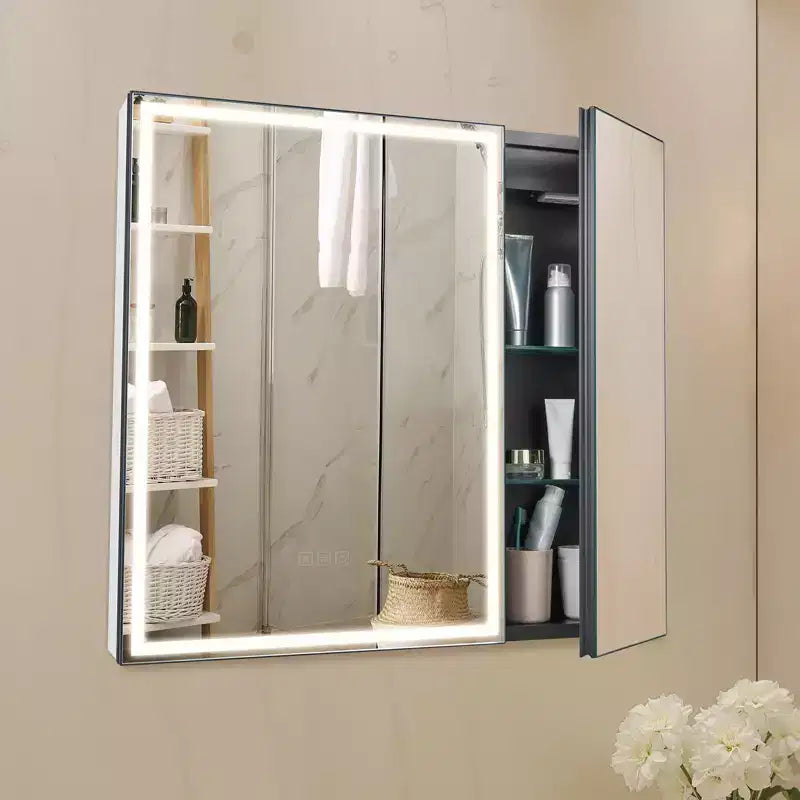 Armoire de toilette éclairée VEVOR avec miroir, 30 x 28 pouces, encastrée ou murale, armoire de toilette LED à 3 couleurs à intensité variable, blanche