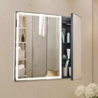 Armoire de toilette éclairée VEVOR avec miroir, 30 x 28 pouces, encastrée ou murale, armoire de toilette LED à 3 couleurs à intensité variable, blanche