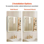 Armoire de toilette éclairée VEVOR avec miroir, 30 x 28 pouces, encastrée ou murale, armoire de toilette LED à 3 couleurs à intensité variable, blanche