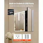 Armoire de toilette éclairée VEVOR avec miroir, 30 x 28 pouces, encastrée ou murale, armoire de toilette LED à 3 couleurs à intensité variable, blanche