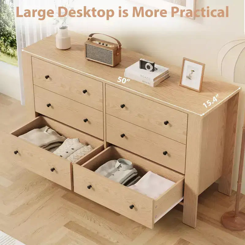 Commode large moderne à 6 tiroirs | Meuble de rangement en bois pour Chambre, Entrée, Couloir et Bureau à domicile | Meuble multifonctionnel