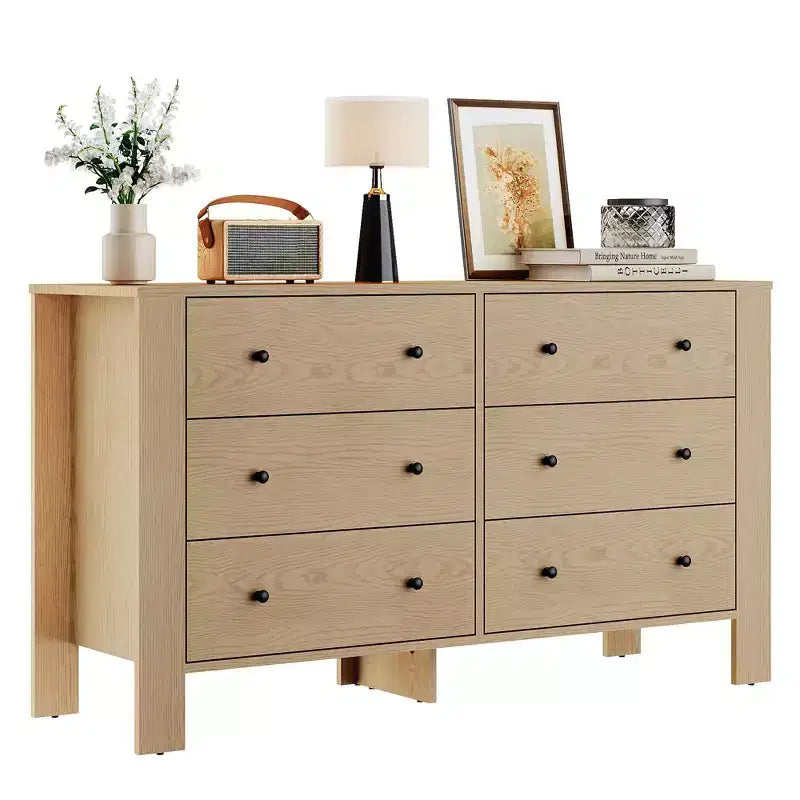 Commode large moderne à 6 tiroirs | Meuble de rangement en bois pour Chambre, Entrée, Couloir et Bureau à domicile | Meuble multifonctionnel