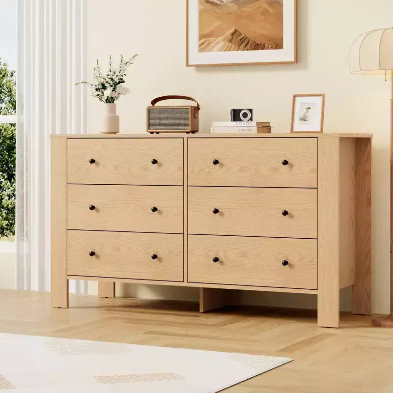 Commode large moderne à 6 tiroirs | Meuble de rangement en bois pour Chambre, Entrée, Couloir et Bureau à domicile | Meuble multifonctionnel