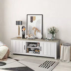 Meuble TV de ferme Costway pour téléviseurs jusqu'à 65 po Meuble console multimédia avec portes et casiers
