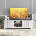Meuble TV de ferme Costway pour téléviseurs jusqu'à 65 po Meuble console multimédia avec portes et casiers