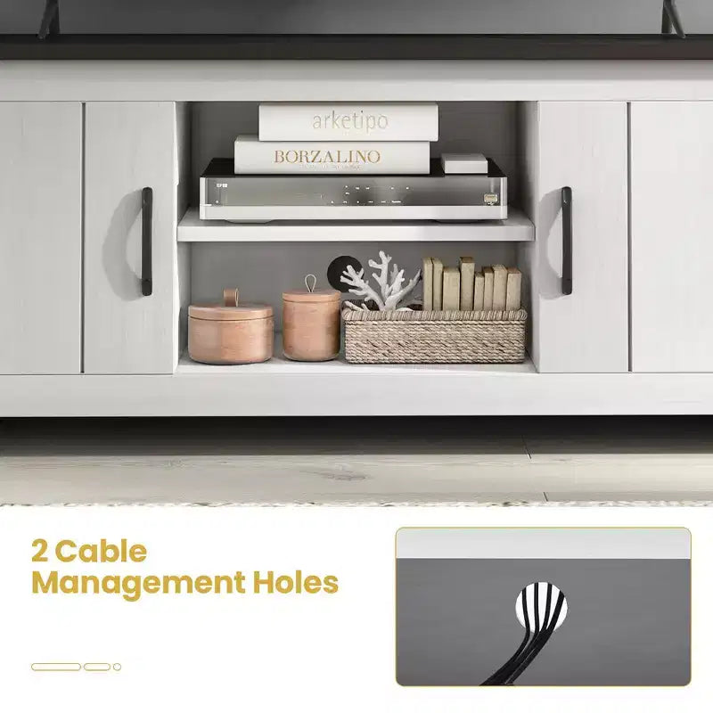 Meuble TV de ferme Costway pour téléviseurs jusqu'à 65 po Meuble console multimédia avec portes et casiers