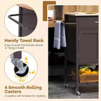 Chariot d'îlot de cuisine roulant Costway avec tiroir, armoire de rangement à 2 portes, plateau inférieur