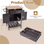 Chariot d'îlot de cuisine roulant Costway avec tiroir, armoire de rangement à 2 portes, plateau inférieur