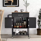 Chariot d'îlot de cuisine roulant Costway avec tiroir, armoire de rangement à 2 portes, plateau inférieur